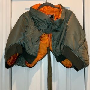 Junya Watanabe army green crop puffer jacket